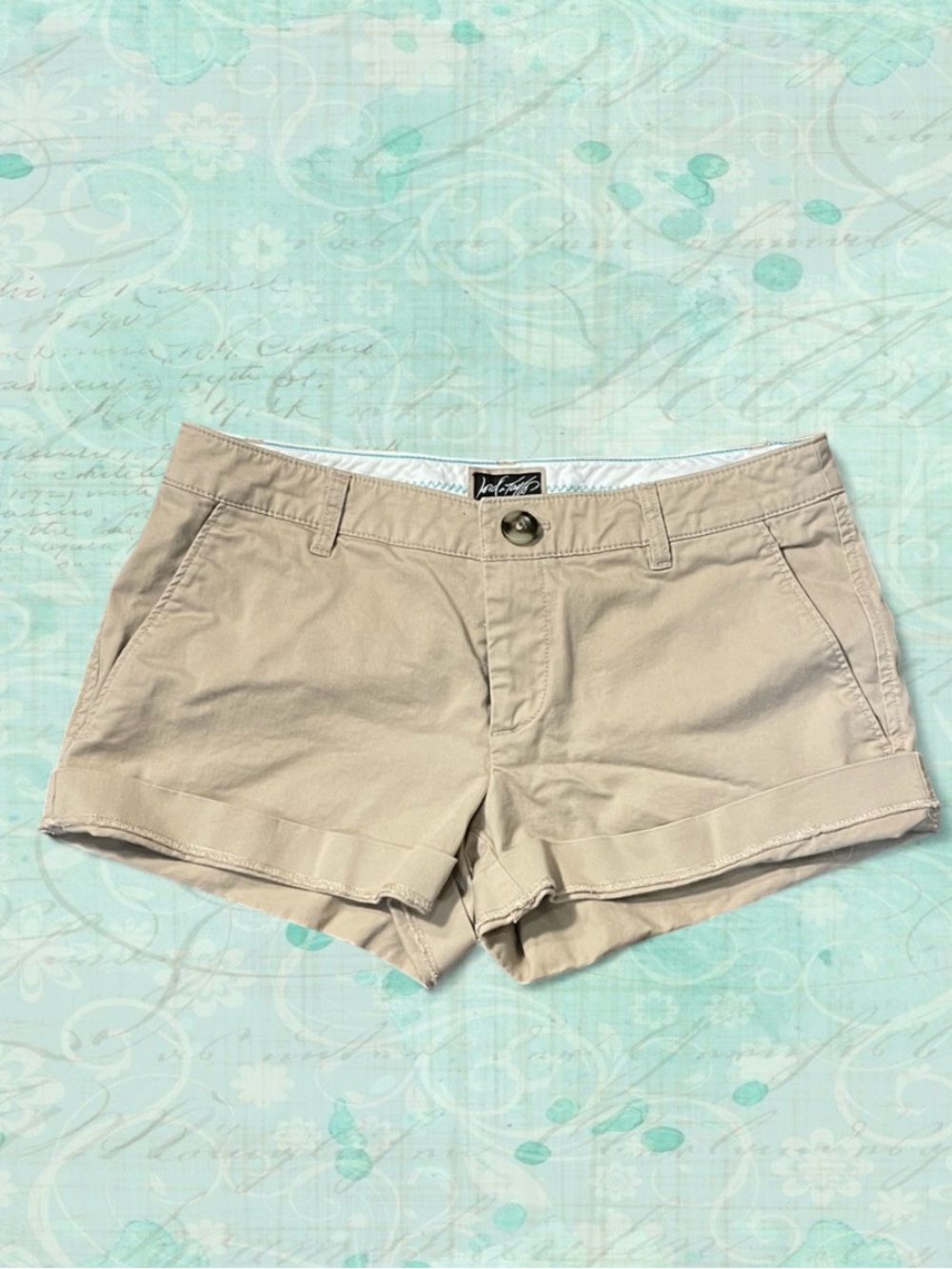Lord & Taylor Beige Rolled-Hem Cotton Shorts